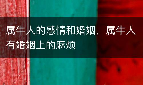 属牛人的感情和婚姻，属牛人有婚姻上的麻烦