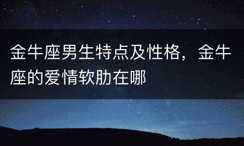 金牛座男生特点及性格，金牛座的爱情软肋在哪