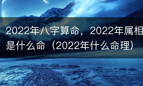 2022年八字算命，2022年属相是什么命（2022年什么命理）