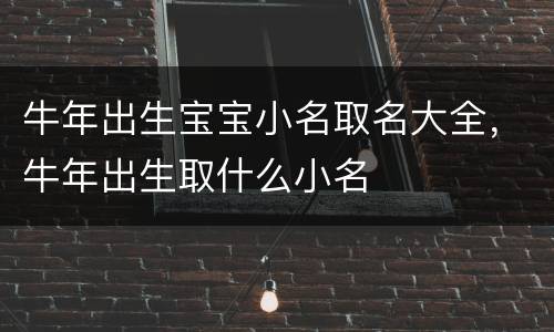 牛年出生宝宝小名取名大全，牛年出生取什么小名