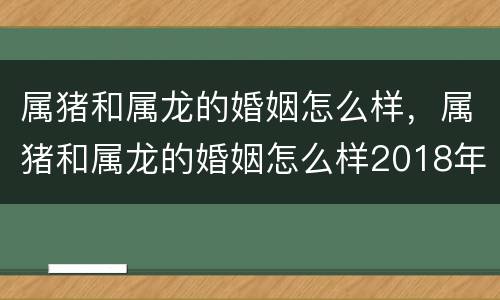 属猪和属龙的婚姻怎么样，属猪和属龙的婚姻怎么样2018年