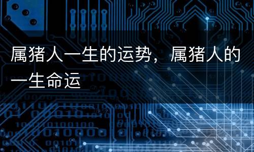 属猪人一生的运势，属猪人的一生命运