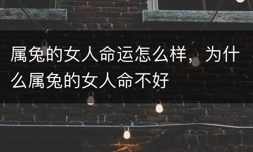 属兔的女人命运怎么样，为什么属兔的女人命不好
