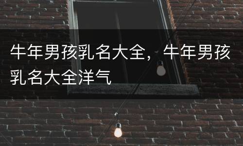牛年男孩乳名大全，牛年男孩乳名大全洋气