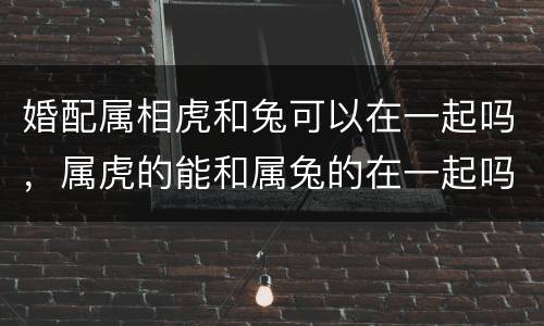 婚配属相虎和兔可以在一起吗，属虎的能和属兔的在一起吗