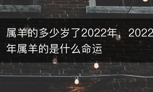 属羊的多少岁了2022年，2022年属羊的是什么命运
