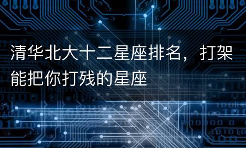 清华北大十二星座排名，打架能把你打残的星座