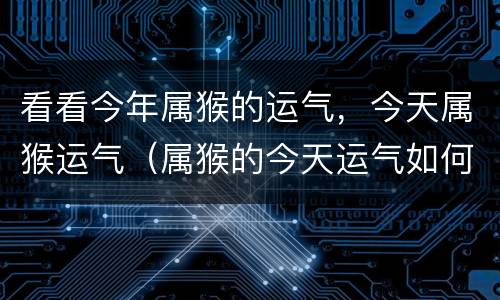 看看今年属猴的运气，今天属猴运气（属猴的今天运气如何）