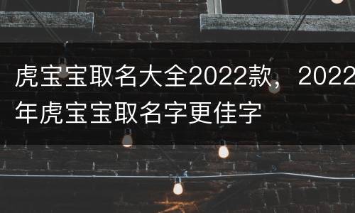 虎宝宝取名大全2022款，2022年虎宝宝取名字更佳字