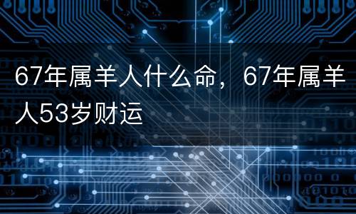 67年属羊人什么命，67年属羊人53岁财运