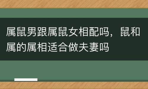 属鼠男跟属鼠女相配吗，鼠和属的属相适合做夫妻吗