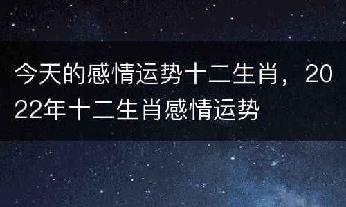 今天的感情运势十二生肖，2022年十二生肖感情运势