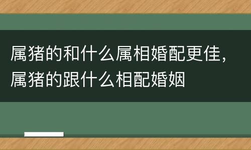 属猪的和什么属相婚配更佳，属猪的跟什么相配婚姻