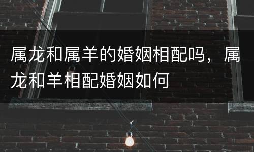 属龙和属羊的婚姻相配吗，属龙和羊相配婚姻如何