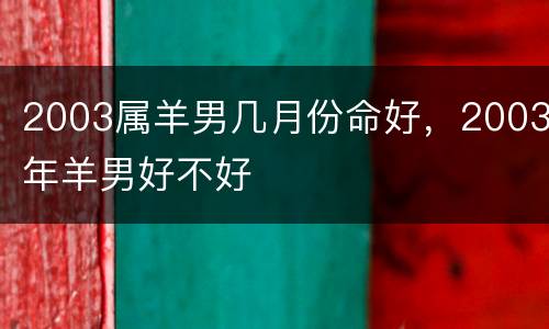 2003属羊男几月份命好，2003年羊男好不好