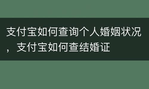 支付宝如何查询个人婚姻状况，支付宝如何查结婚证