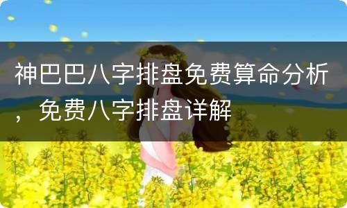 神巴巴八字排盘免费算命分析，免费八字排盘详解