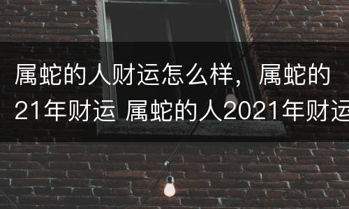 属蛇的人财运怎么样，属蛇的21年财运 属蛇的人2021年财运怎么样