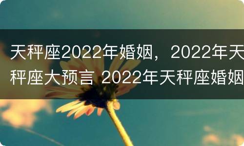 天秤座2022年婚姻，2022年天秤座大预言 2022年天秤座婚姻运势