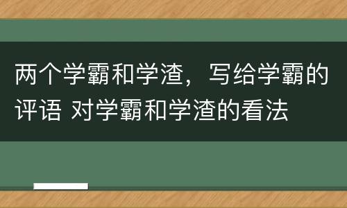 两个学霸和学渣，写给学霸的评语 对学霸和学渣的看法