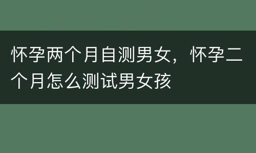 怀孕两个月自测男女，怀孕二个月怎么测试男女孩