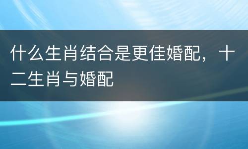 什么生肖结合是更佳婚配，十二生肖与婚配