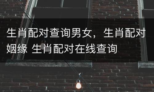 生肖配对查询男女，生肖配对姻缘 生肖配对在线查询