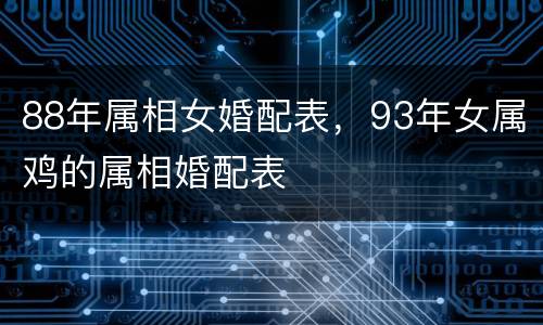 88年属相女婚配表，93年女属鸡的属相婚配表