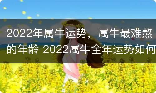 2022年属牛运势，属牛最难熬的年龄 2022属牛全年运势如何