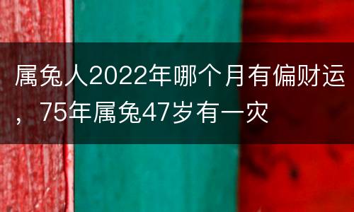 属兔人2022年哪个月有偏财运，75年属兔47岁有一灾