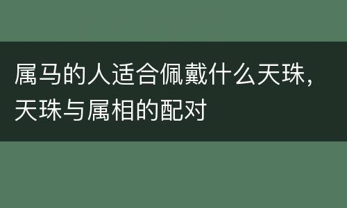 属马的人适合佩戴什么天珠，天珠与属相的配对