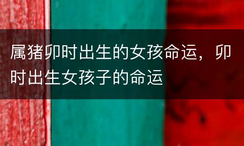 属猪卯时出生的女孩命运，卯时出生女孩子的命运