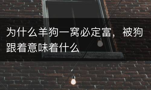 为什么羊狗一窝必定富，被狗跟着意味着什么