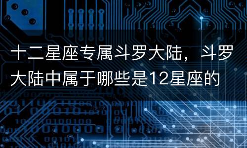 十二星座专属斗罗大陆，斗罗大陆中属于哪些是12星座的