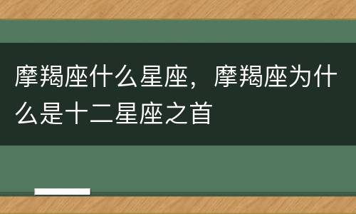 摩羯座什么星座，摩羯座为什么是十二星座之首