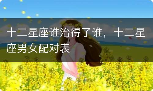 十二星座谁治得了谁，十二星座男女配对表
