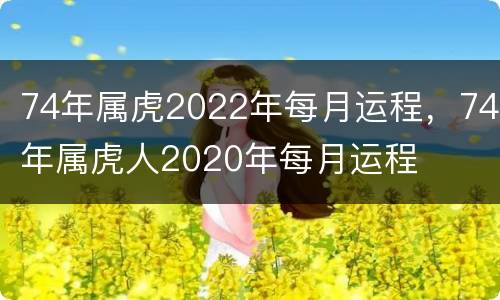 74年属虎2022年每月运程，74年属虎人2020年每月运程
