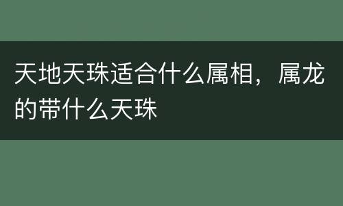 天地天珠适合什么属相，属龙的带什么天珠