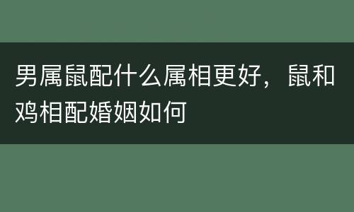 男属鼠配什么属相更好，鼠和鸡相配婚姻如何