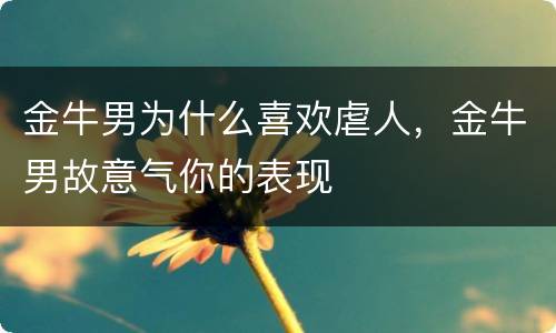 金牛男为什么喜欢虐人，金牛男故意气你的表现
