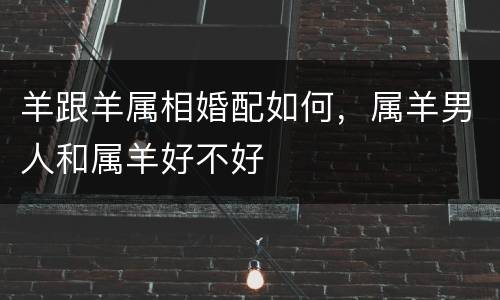 羊跟羊属相婚配如何，属羊男人和属羊好不好