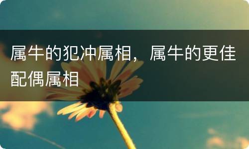 属牛的犯冲属相，属牛的更佳配偶属相