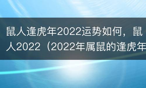 鼠人逢虎年2022运势如何，鼠人2022（2022年属鼠的逢虎年运势）