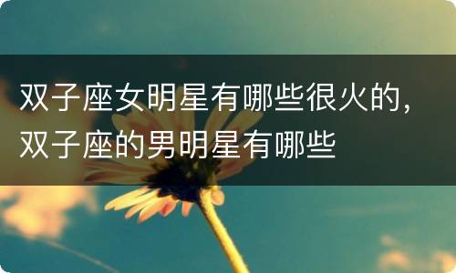 双子座女明星有哪些很火的，双子座的男明星有哪些
