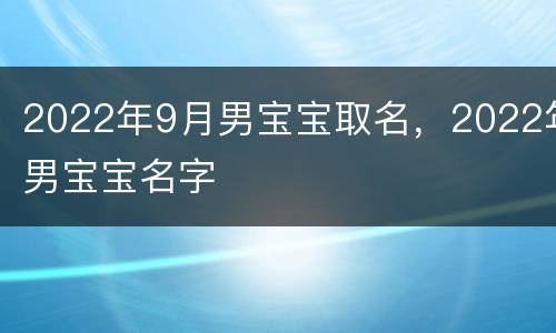2022年9月男宝宝取名，2022年男宝宝名字