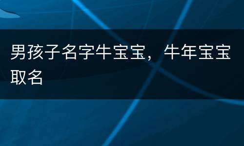 男孩子名字牛宝宝，牛年宝宝取名