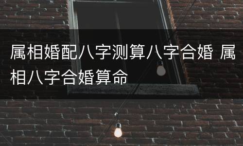 属相婚配八字测算八字合婚 属相八字合婚算命