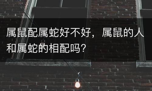 属鼠配属蛇好不好，属鼠的人和属蛇的相配吗?