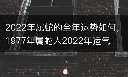 2022年属蛇的全年运势如何，1977年属蛇人2022年运气