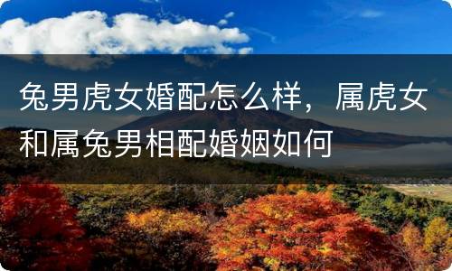 兔男虎女婚配怎么样，属虎女和属兔男相配婚姻如何